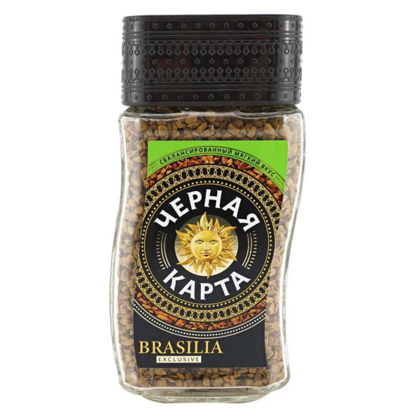 Kофе растворимый ЧЕРНАЯ КАРТА Эксклюзив Бразилия 95 гр ст/б