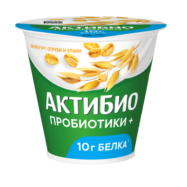 Биойогурт АКТИБИО с отрубями и злаками 2,9% без змж 220гр ст