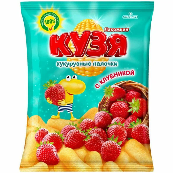 Палочки кукурузные КУЗЯ ЛАКОМКИН со вкусом клубники 100 гр