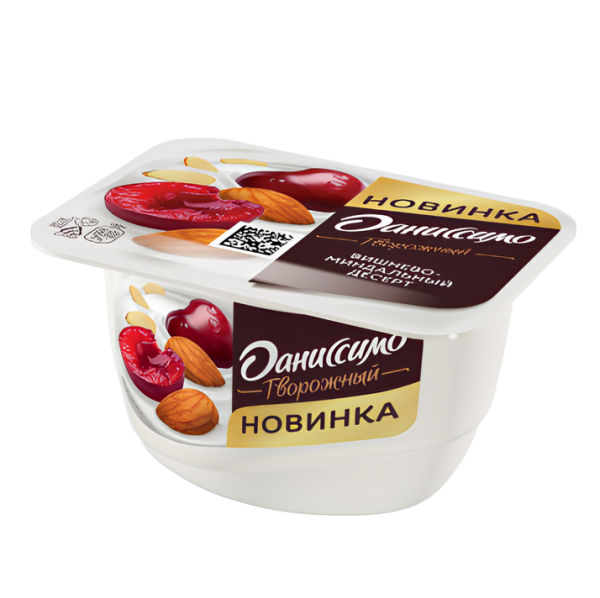 Творог ДАНИССИМО вишня-миндаль 6,1% без змж 130гр