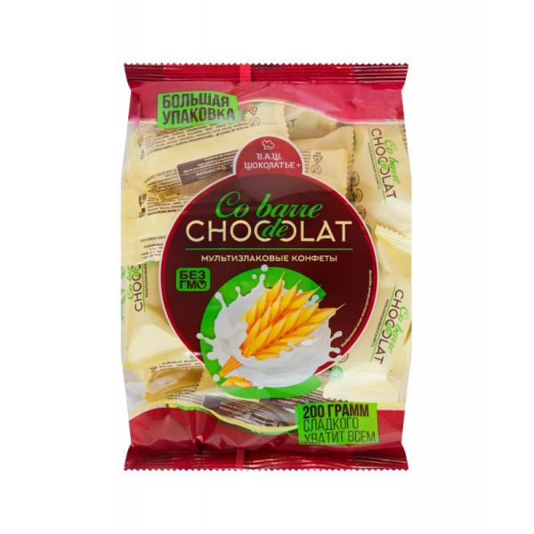 Конфеты мультизлаковые КОБАРДЕ ДЕ ШОКОЛАТЬЕ с белой глазурью 200 гр