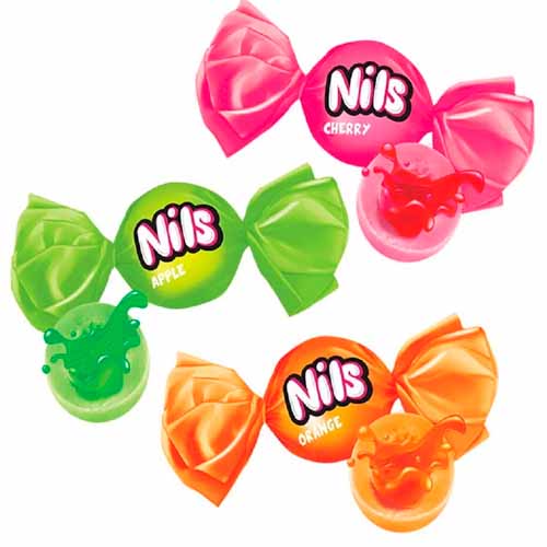 Карамель жевательная ЯШКИНО Нильс со вкусом вишни, апельсина, яблока 500гр НК275