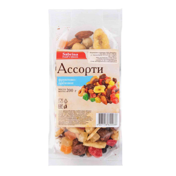 Ассорти САБРИНА фруктово-ореховое 200гр