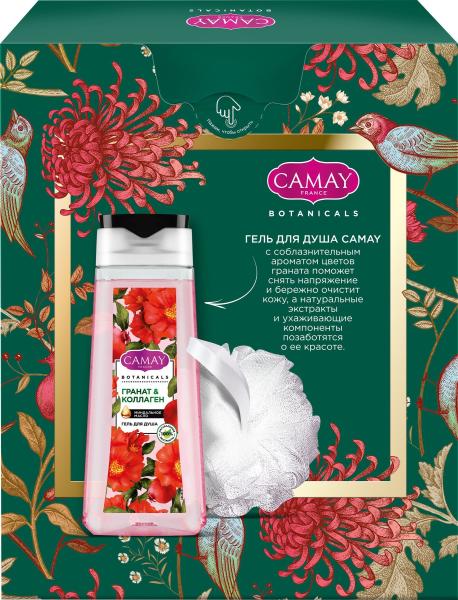 Набор подарочный КАМЕЙ Цветы гран гель д/душа 250мл+мочалка