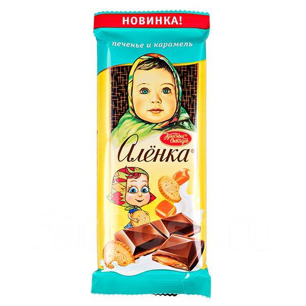 Шоколад молочный КРАСНЫЙ ОКТЯБРЬ Алёнка печенье и карамель 87 гр