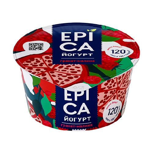 Йогурт ЭПИКА с гранатом и малиной 4,8% без змж 130гр