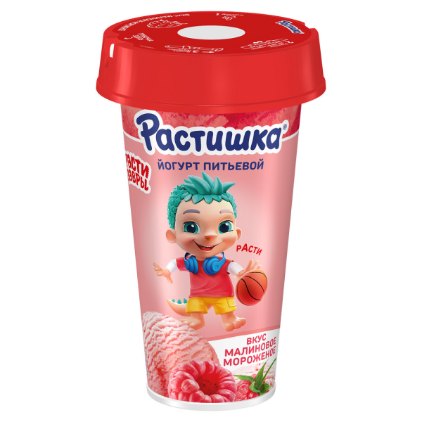 Йогурт РАСТИШКА питьевой Малиновое мороженое 2,8% без змж 190гр