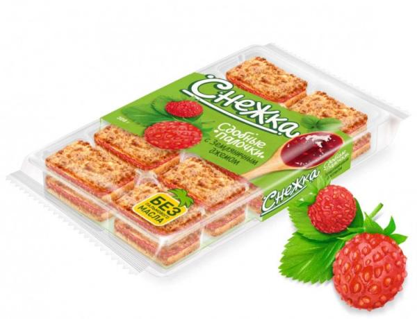 Печенье СНЕЖКА сдобные палочки с земляникой 308 гр