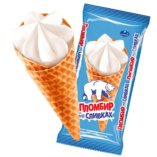 Мороженое СЛАВИЦА Пломбир на сливках без змж 100гр рожок