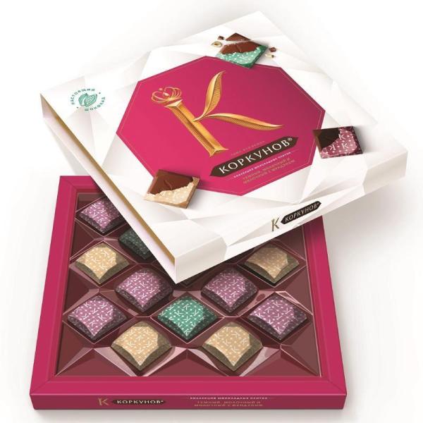 Набор шоколадных плиток КОРКУНОВ Коллекция плиток  131 гр КОРОБКА