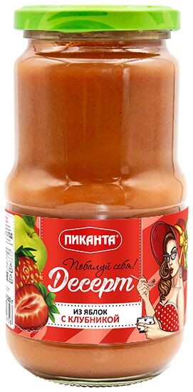 Десерт ПИКАНТА из яблок с клубникой 370 гр ст/б