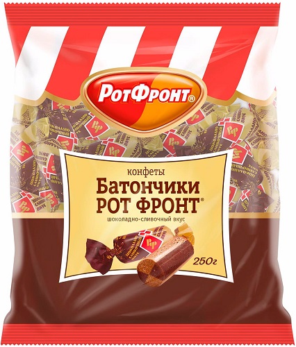 Конфеты Батончики РОТ ФРОНТ шоколадно-сливочный вкус 250гр