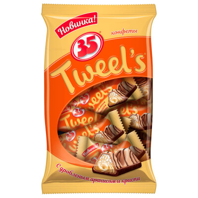 Конфеты ЭССЕН 35 Tвиллс с дробленым арахисом и криспи 200 гр м/у