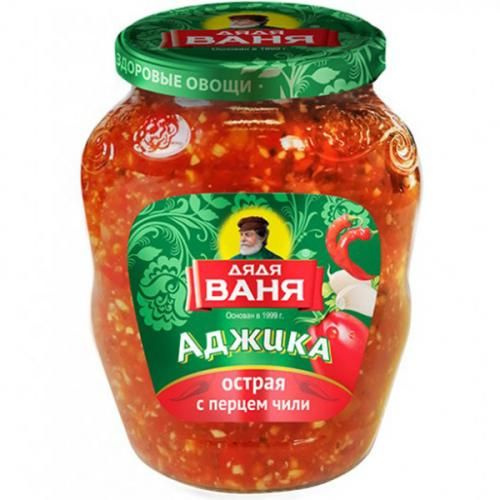 Аджика ДЯДЯ ВАНЯ острая с перцем чили 370 гр ст/б