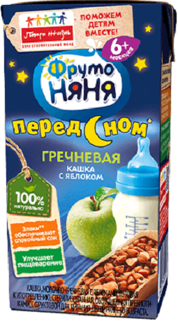 Каша жидкая ФРУТОНЯНЯ молочно-гречневая с яблоком 200гр