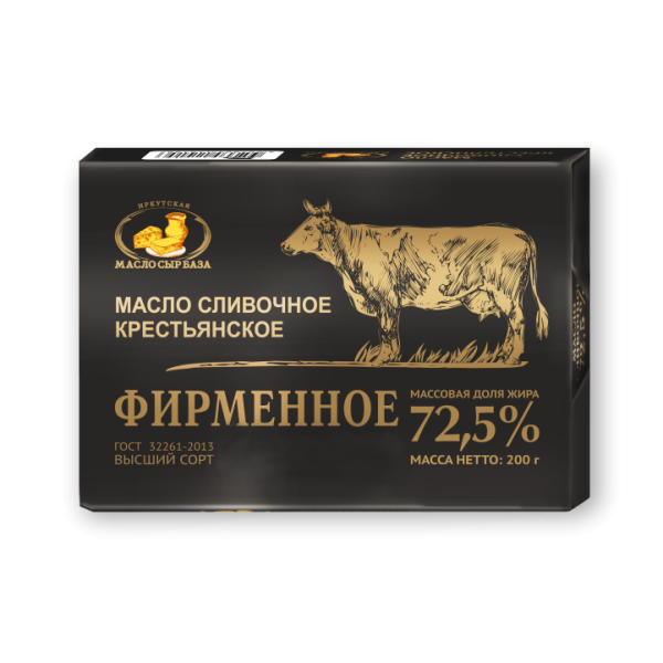 Масло Иркутская Масло сыр база Крестьянское сливочное фирменное 72,5% без змж 200гр