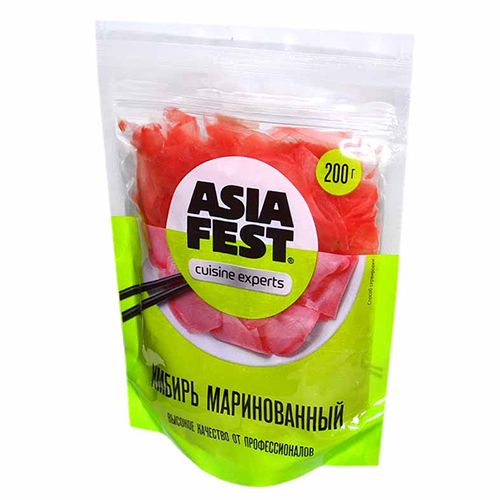 Имбирь АЗИЯ ФЕСТ розовый маринованный в уксусе 200гр м/у