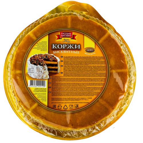 Корж бисквитный РУССКИЙ БИСКВИТ 400 гр