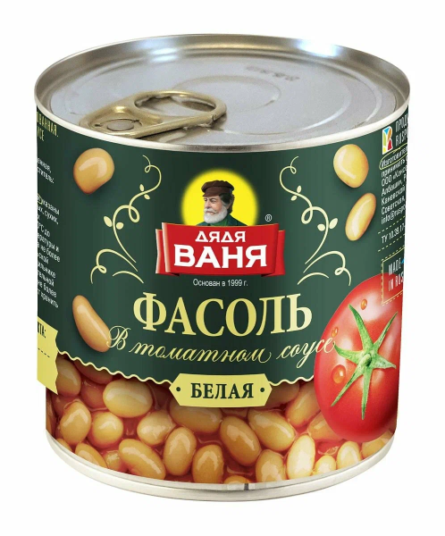 Фасоль ДЯДЯ ВАНЯ белая т/с 400 гр ж/б ключ
