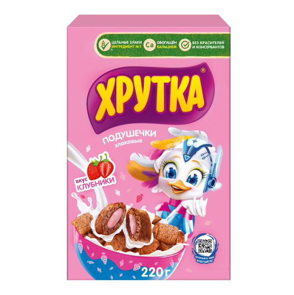 Завтрак готовый ХРУТКА Подушечки клубничные 220 гр к/к