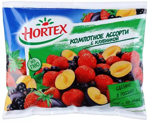 Ассорти компотное Hortex (Хортекс) с клубникой замороженное 300гр