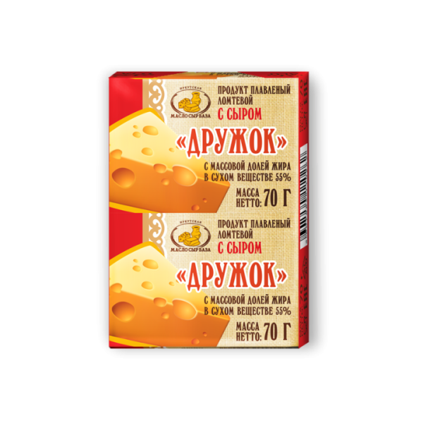 Продукт сырный плавленый Иркутская Масло сыр база Дружок 55% с змж 70гр