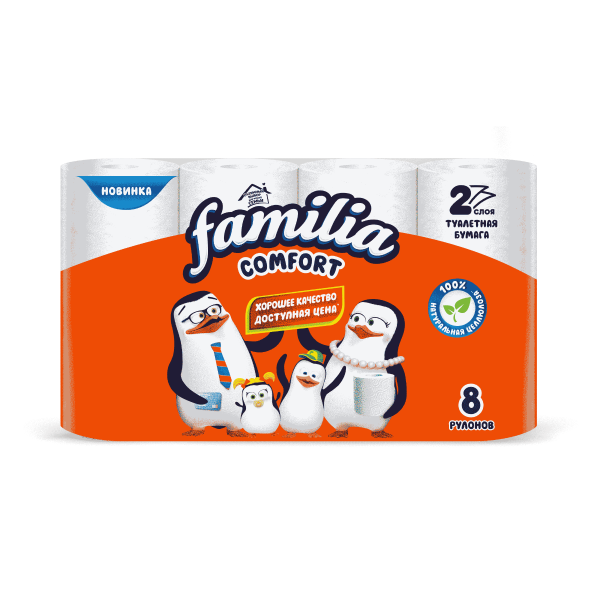 Бумага туалетная ФАМИЛИЯ Комфорт 2-сл. 8шт