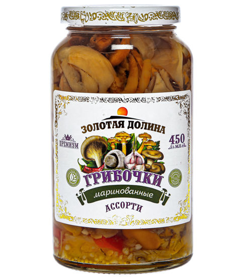 Ассорти ЗОЛОТАЯ ДОЛИНА грибочки маринованные 450 гр ст/б