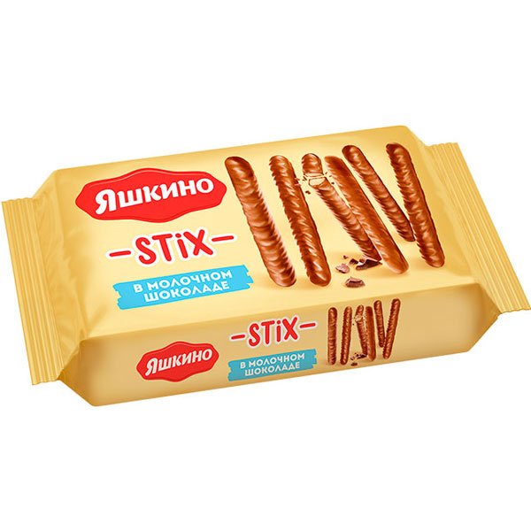 Печенье ЯШКИНО STIX палочки в молоч.шоколаде 130 гр. РСС500