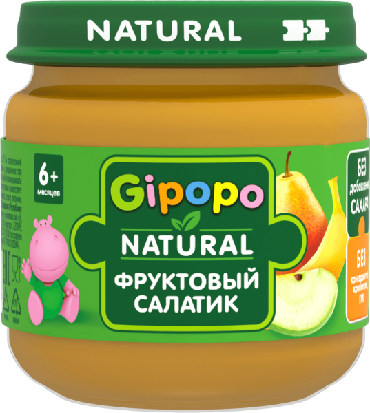 Пюре ГИПОПО Яблоко, Груша, банан 80гр