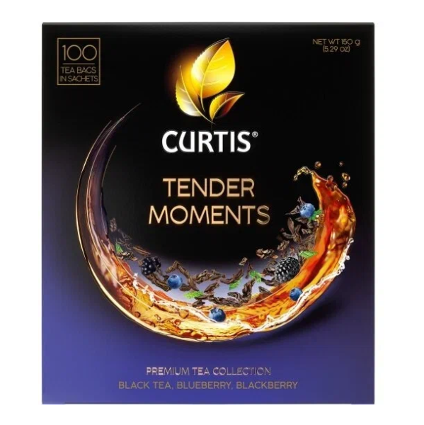 Чай чёрный КЁРТИС Тэндэр Моментс с кусочками черники и ежевики 1,5 гр*100 пак