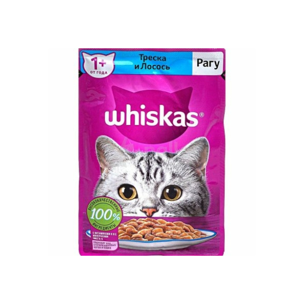 Корм ВИСКАС Для кошек Рагу с треской и лососем 75гр
