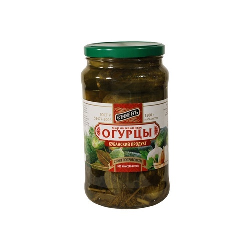Огурцы СТОЕВЪ  маринованные 9-12 см 700 гр ст/б