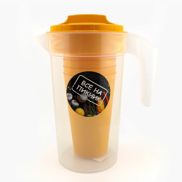 Набор ВСЕ НА ПИКНИК кувшин 1,2 л, 4 стакана 0,4 л, арт. 431481100, ПолимерБыт