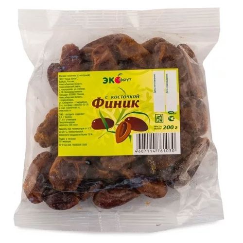 Финик ЭКОФРУТ с косточкой 200гр пак