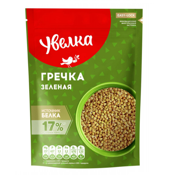 Крупа УВЕЛКА Гречка зелёная 1 сорт 450 гр.