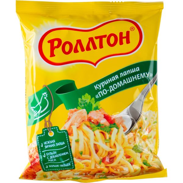 Лапша РОЛЛТОН яичная куриная по-домашнему пакет 85гр.