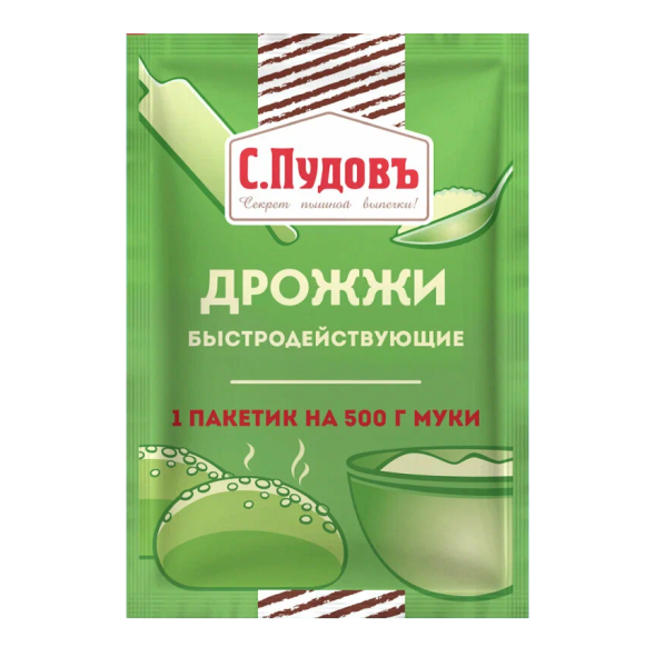 Дрожжи С.ПУДОВЪ быстродействующие хлебопекарные сухие 6 гр.