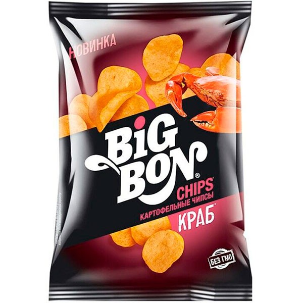 Чипсы БИГ БОН из сырого картофеля со вкусом краба 75 гр