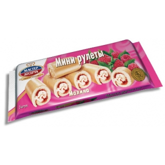 Мини-рулеты бисквитные МАСТЕР ДЕСЕРТА малина 175 гр