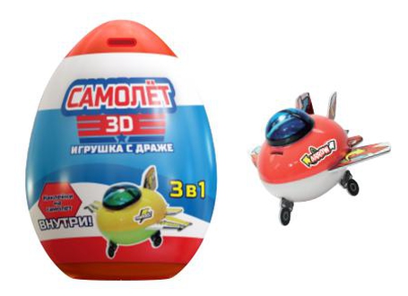 Яйцо пластиковое СЛАДКАЯ СКАЗКА Смарт Свитс Самолёты драже с игрушкой 10 гр