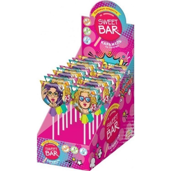 Карамель КОНФИТРЕЙД Свит Бар на палочке красящая язык Поп-Арт 20 гр