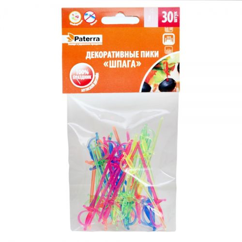 Пики декоративные ПАТЕРРА Шпага, 70 мм., 30 шт