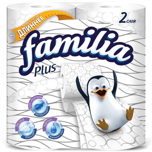 Бумага туалетная ФАМИЛИЯ ПЛЮС белая 2-сл 4шт