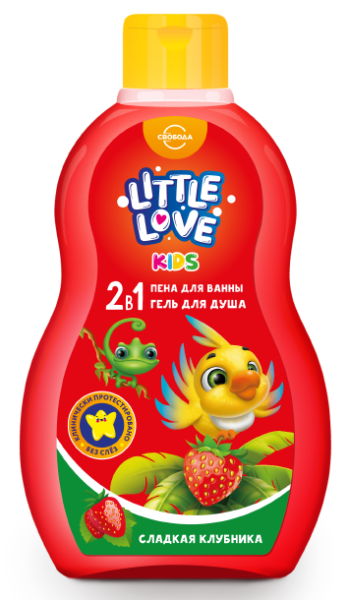 Пена-гель МАЛЕНЬКАЯ ЛЮБОВЬ Детский Сладкая клубника 2в1 400мл
