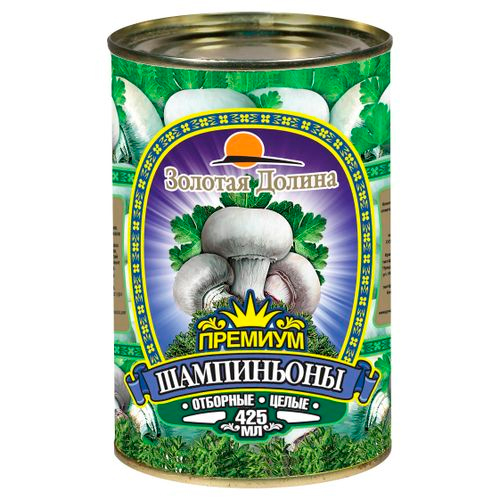 Шампиньоны ЗОЛОТАЯ ДОЛИНА целые премиум 425мл