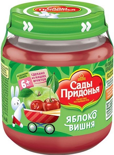 Пюре САДЫ ПРИДОНЬЯ яблоко-вишня 120гр ст/б