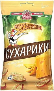 Сухарики пшеничные  ОТ МАРТИНА макси со вкусом сыра 60 гр