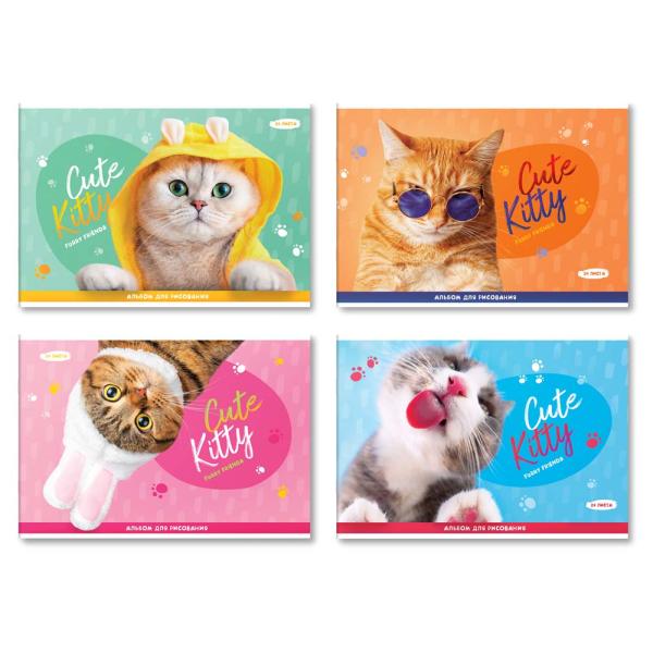 Альбом д\рис. 24л. КЭТ КИТТИ А4, скрепка, арт. 509152, КЛ