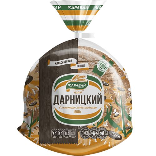 Хлеб КАРАВАЙ Дарницкий с семечками 600гр